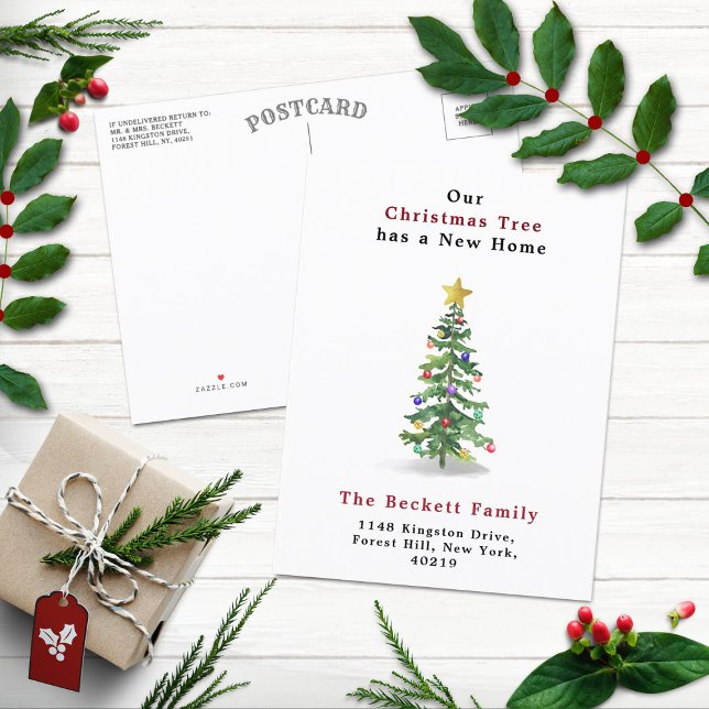 Carte Postale Faire-part Pine d'eau sapin de Noël Nouvelle maison vacances (Créateur téléchargé)