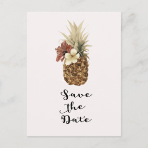 Carte Postale Faire-part Pineapple Tropicale Vintage Hibiscus Faire Part de