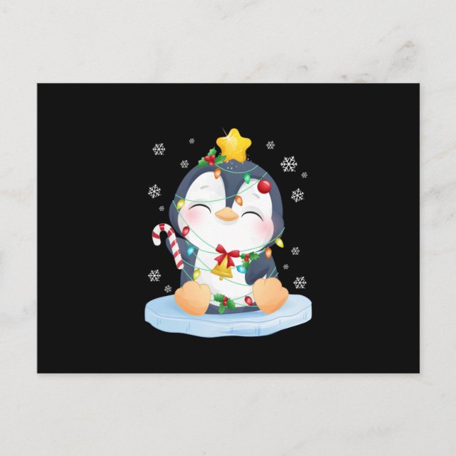 Carte Postale Faire-part Pingouin Noël Joyeux Noël (Devant)