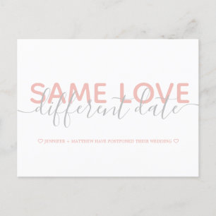 Carte Postale Faire-part Pink Change la date Mariage de la typographie phot