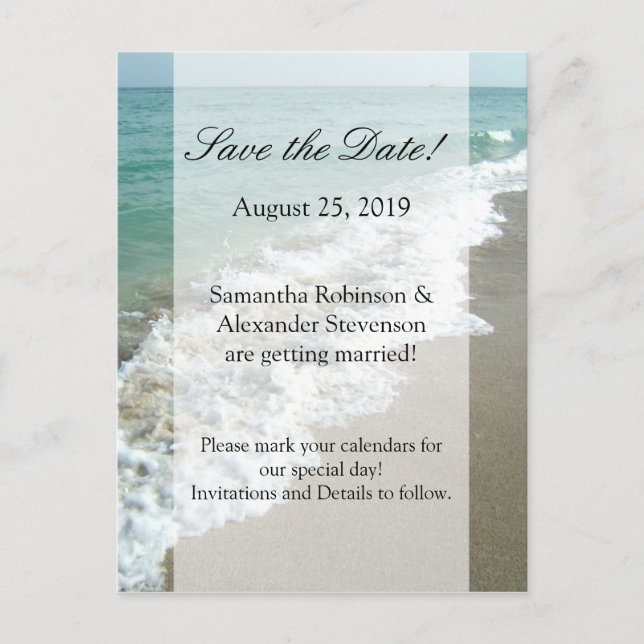 Carte Postale Faire-part Pittoresque Beach Destination Mariage Enregistrer  (Devant)