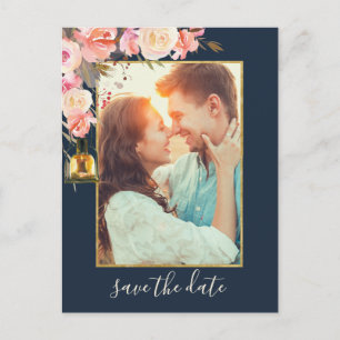Carte Postale Faire-part Pivoines Élégantes Lanternes Rustiques Photo Corai