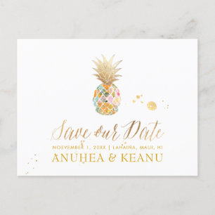 Carte Postale Faire-part PixDezines Aloha Ananas/Bleu/Faire Part de Date de
