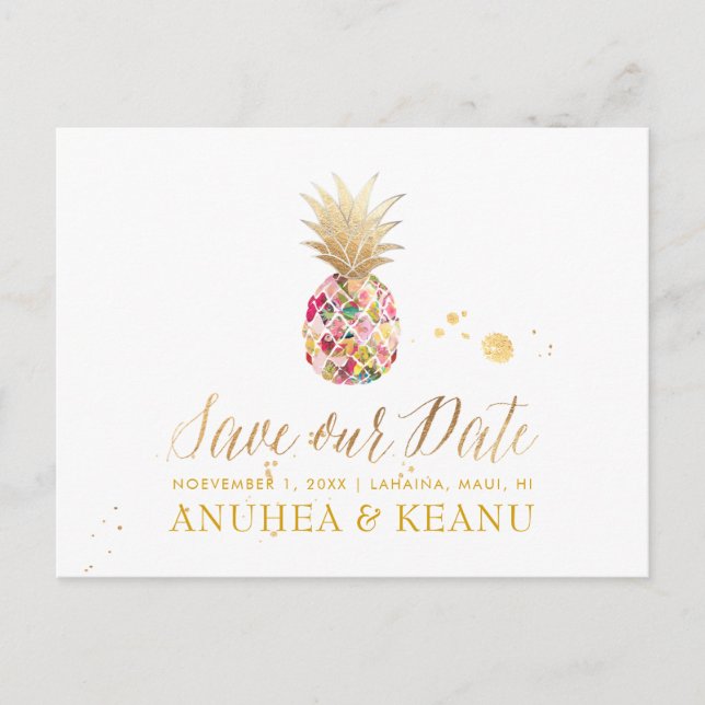Carte Postale Faire-part PixDezines Aloha Ananas/Masala RougeEnregistrer la (Devant)