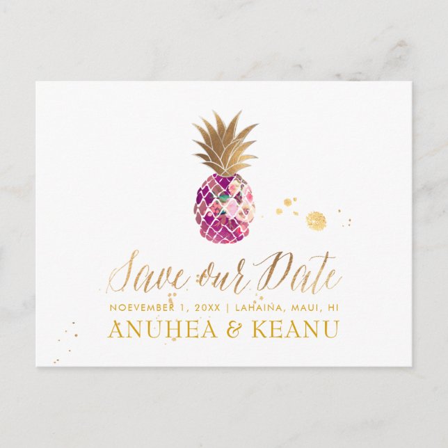 Carte Postale Faire-part PixDezines Aloha Ananas/Masala RougeEnregistrer la (Devant)