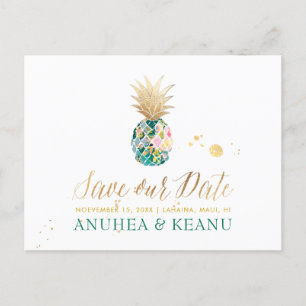 Carte Postale Faire-part PixDezines Aloha Ananas/Turquoise foncé/Enregistre