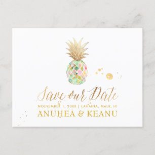 Carte Postale Faire-part PixDezines Aloha Pineapple/Mint/Save Date