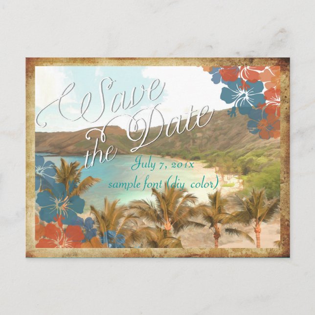 Carte Postale Faire-part PixDezines baie de Hanauma/enregistrer la date (Devant)