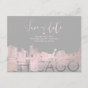 Carte Postale Faire-part PixDezines/Chicago Save the Date/Blush Rose