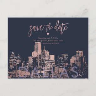 Carte Postale Faire-part PixDezines/Dallas Save the Date/Faux Rose Gold