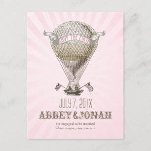 Carte Postale Faire-part PixDezines/date de sauvegarde/montgolfière vintage