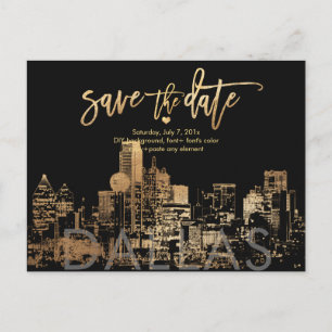 Carte Postale Faire-part PixDezines/Enregistrer la date Dallas Skyline/Faux