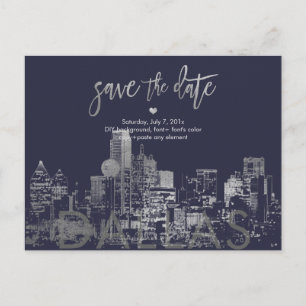 Carte Postale Faire-part PixDezines/Enregistrer la date de Dallas Skyline/F
