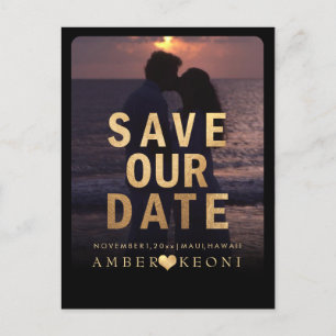 Carte Postale Faire-part PixDezines Enregistrer la date/Faux Gold