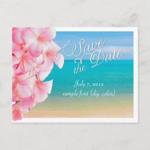 Carte Postale Faire-part PixDezines/enregistrer la date/frangipanier rose+p