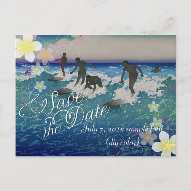 Carte Postale Faire-part PixDezines/enregistrer la date/hula dream/surfers  (Devant)