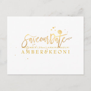 Carte Postale Faire-part PixDezines Enregistrer la date/stylish Faux Gold S