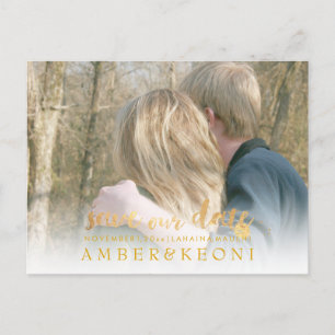 Carte Postale Faire-part PixDezines Enregistrer la date/stylish Faux Gold S