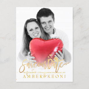 Carte Postale Faire-part PixDezines Enregistrer le script d'or de date/de s