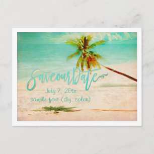 Carte Postale Faire-part PixDezines/enregistrer notre date/plage tropicale 