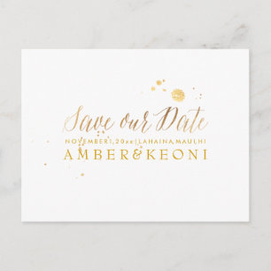 Carte Postale Faire-part PixDezines Enregistrez la date / Écriture dorée fa