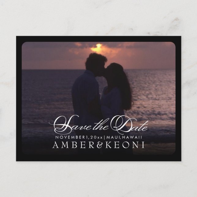 Carte Postale Faire-part PixDezines Enregistrez la Date/Écriture Élégante (Devant)