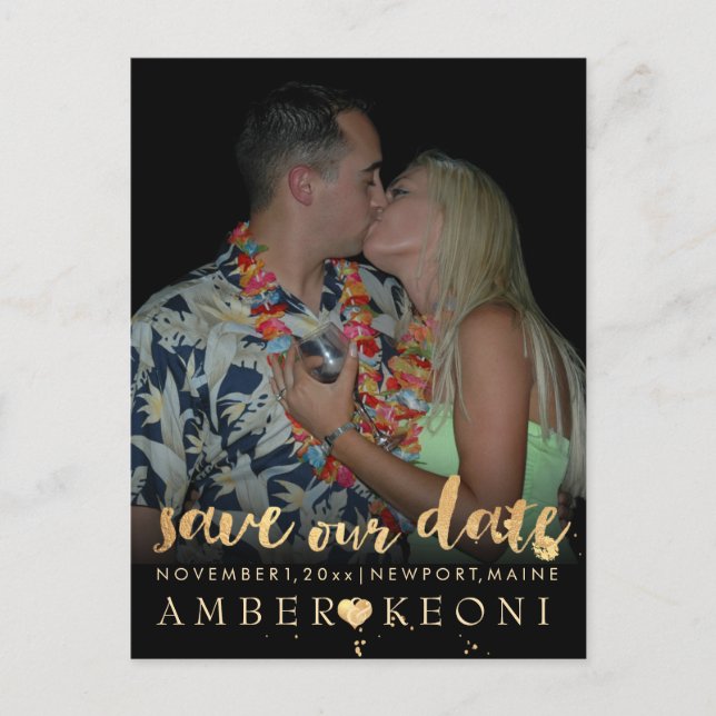 Carte Postale Faire-part PixDezines fausse or/date de sauvegarde/couleur do (Devant)