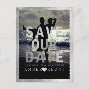 Carte Postale Faire-part PixDezines Faux Argent Économisez la Date/Cœur