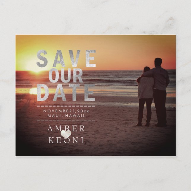 Carte Postale Faire-part PixDezines Faux Argent Enregistrer la date (Devant)