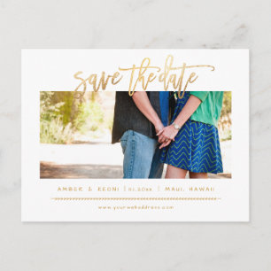 Carte Postale Faire-part PixDezines Faux Gold Moderne Brush Script