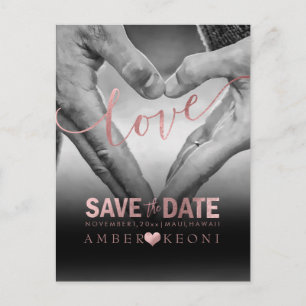 Carte Postale Faire-part PixDezines Faux Rose Gold Enregistrer la date/le c
