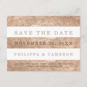 Carte Postale Faire-part PixDezines Faux Rose Gold Foil/date de sauvegarde