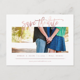 Carte Postale Faire-part PixDezines Faux Rose Gold Moderne Brush Script
