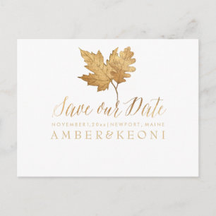 Carte Postale Faire-part PixDezines Feuille d'or / Sauvegarder notre Date