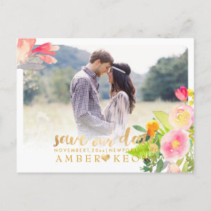 Carte Postale Faire-part PixDezines Floral Printanier Enregistrer la Date