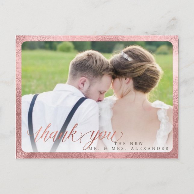 Carte Postale Faire-part PixDezines Mariage Script Fun Merci (Devant)