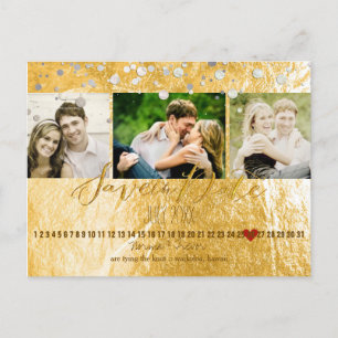 Carte Postale Faire-part PixDezines or/faux foil/photos save the date