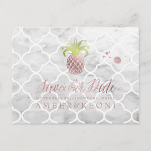Carte Postale Faire-part PixDezines Rose Gold/Ananas/Enregistrer notre date