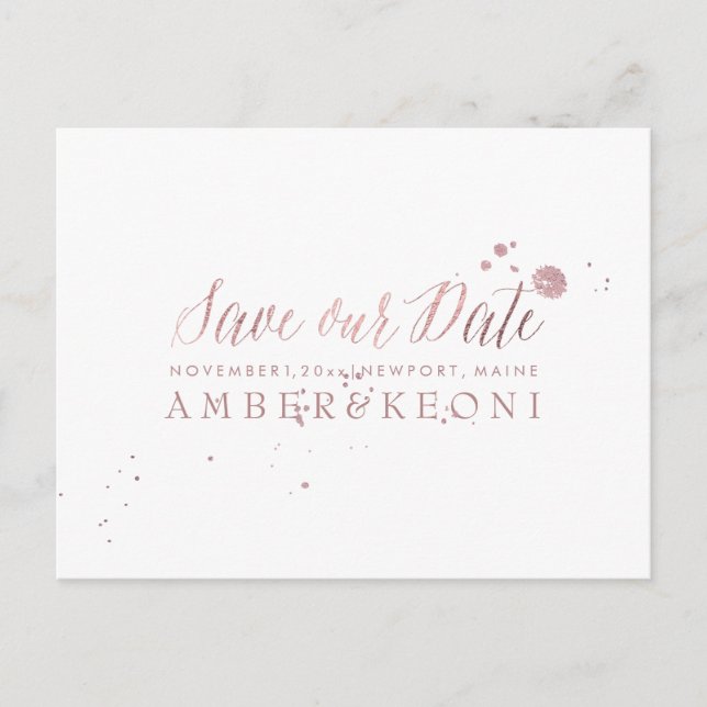 Carte Postale Faire-part PixDezines Rose Gold/Brusth Script/Save Date (Devant)