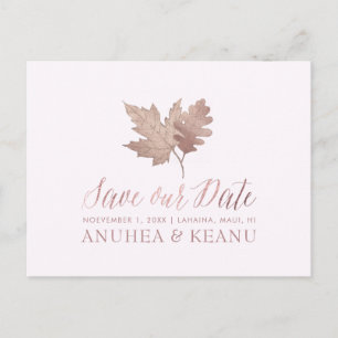 Carte Postale Faire-part PixDezines Rose Gold Fall Foliage/Save our Date
