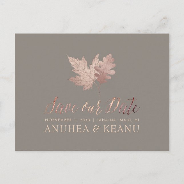 Carte Postale Faire-part PixDezines Rose Gold Fall Foliage/Save our Date (Devant)