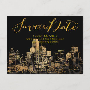 Carte Postale Faire-part PixDezines/Save Date/Faux Gold/Dallas Skyline