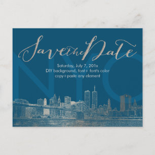 Carte Postale Faire-part PixDezines/Save Date/Faux Silver/NYC Twin Tower