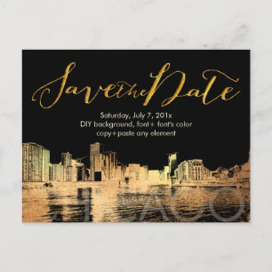 Carte Postale Faire-part PixDezines/Save Date/Gold/Chicago Lakeshore