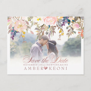 Carte Postale Faire-part PixDezines Spring Floral Enregistrer la date/l'or 