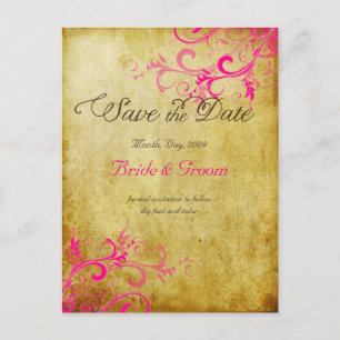 Carte Postale Faire-part PixDezines tourbillons vintage rose vif +faux parc