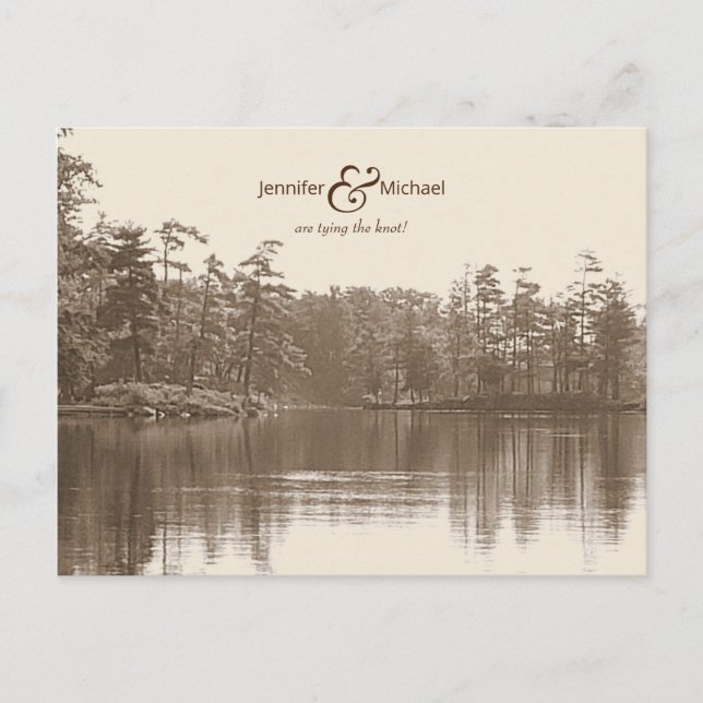 Carte Postale Faire-part placid mountain lake paysage photo antique (Devant)