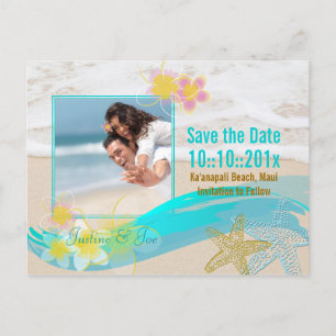 Carte Postale Faire-part Plage de PixDezines, fêtes, dates de sauvegarde/do