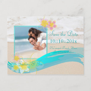 Carte Postale Faire-part Plage PixDezines+plumeria, sauvegarde de dates/do-