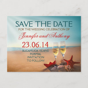 Carte Postale Faire-part plage sauve la date romantique